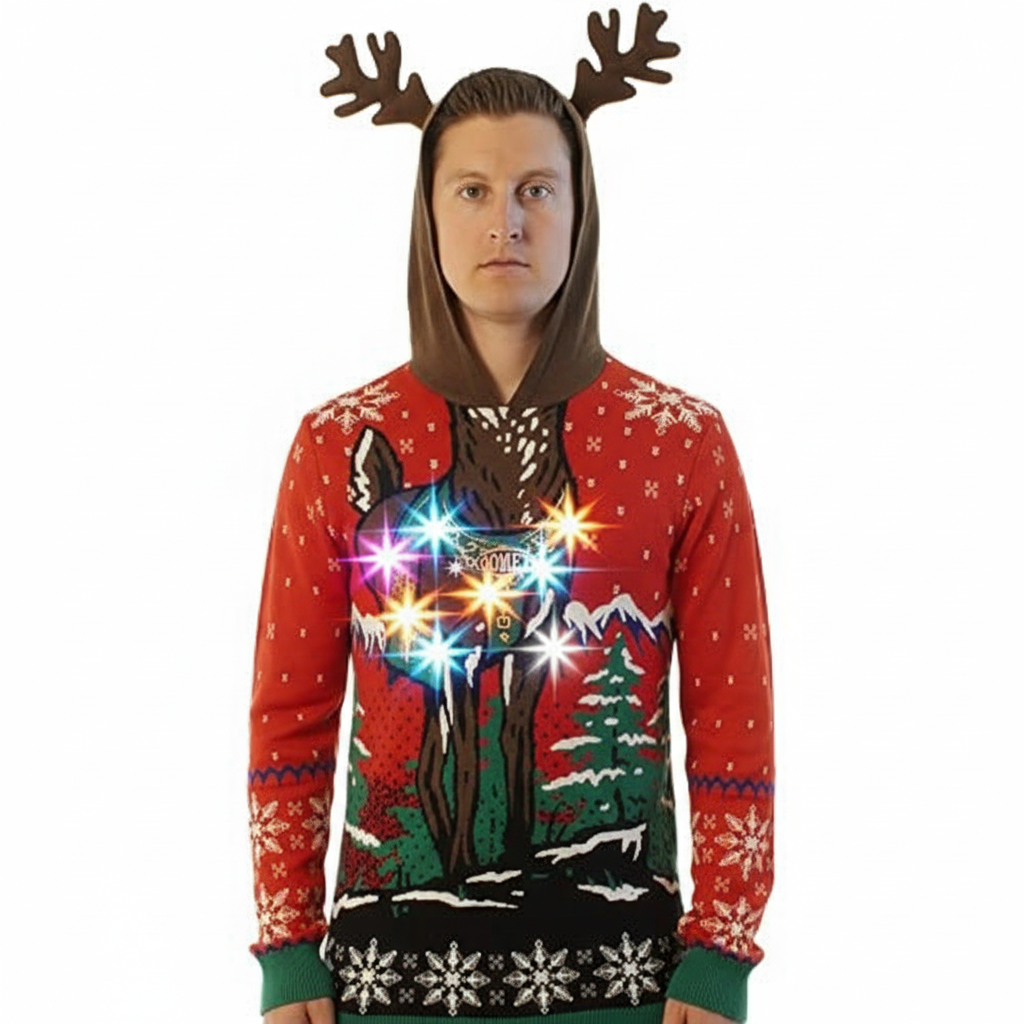 Christmas Sweater With LED Lights For Holiday Party
