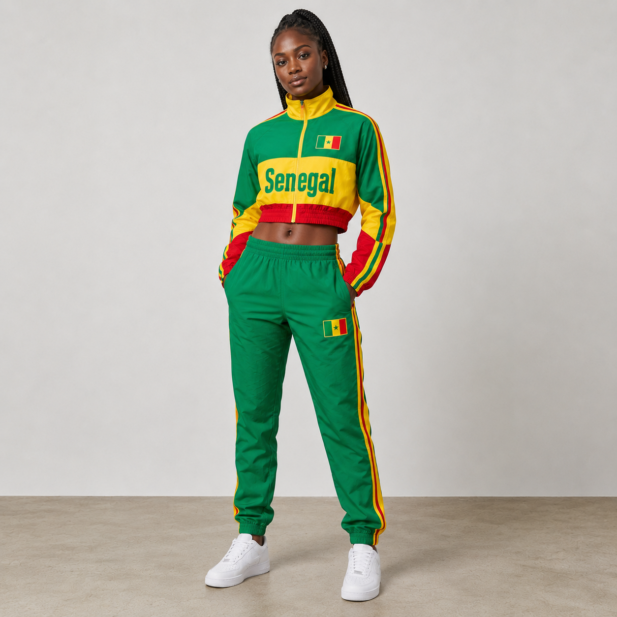 World Cup 2026 Themed Senegal Football Fan Sweatshirt And Jogger Set