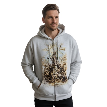 Zip Up Hoodie With Graphic Print