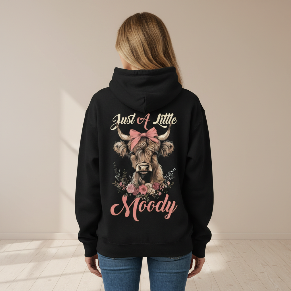 Just A Little Moody Highland Cow Graphic Hoodie