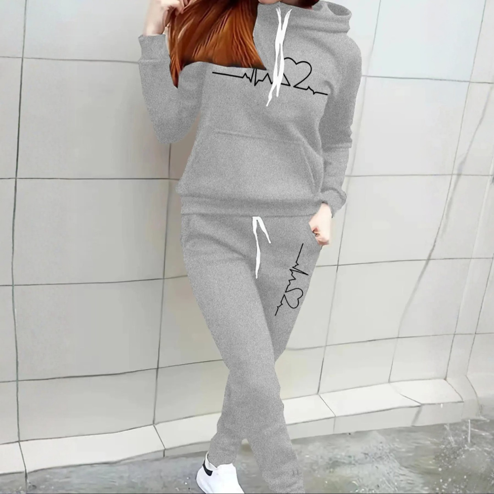 Raglan Sleeve Pullover Hoodie And Sweatpants Jogger Set For Women