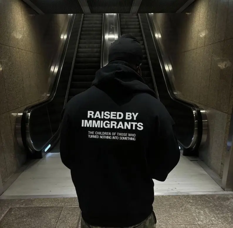 Raised By Immigrants Graphic Printed Hoodie For Women