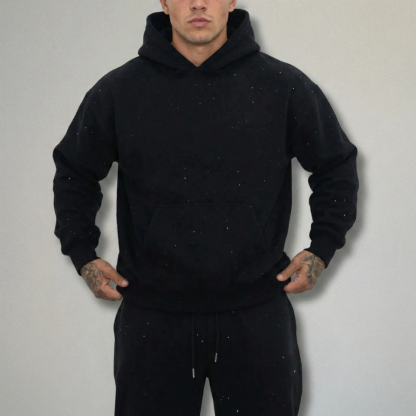 Rhinestone Detail Pullover Hoodie With Hood