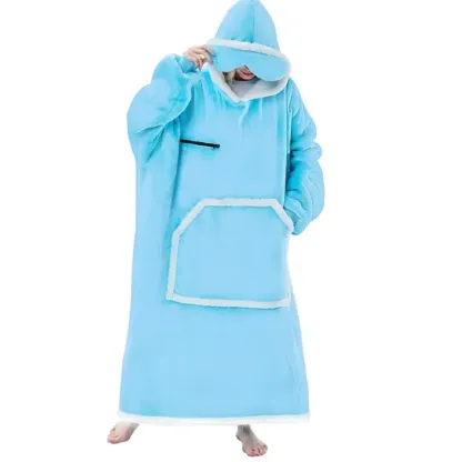 Eyemask Sleeping Oversized Long Wearable Blanket Hoodie for Adult One Size