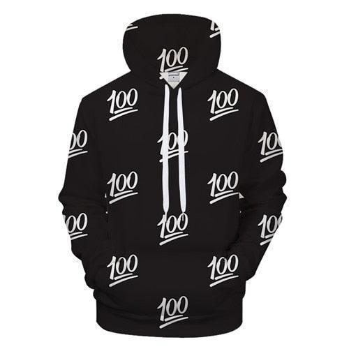 3D Black And White 100 Emoji Pattern Hoodie-My 3D Hoodie
