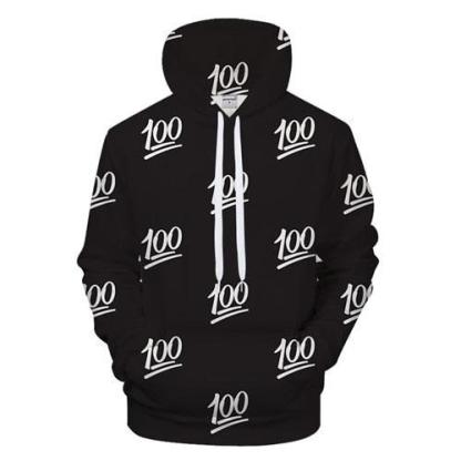 3D Black And White 100 Emoji Pattern Hoodie-My 3D Hoodie