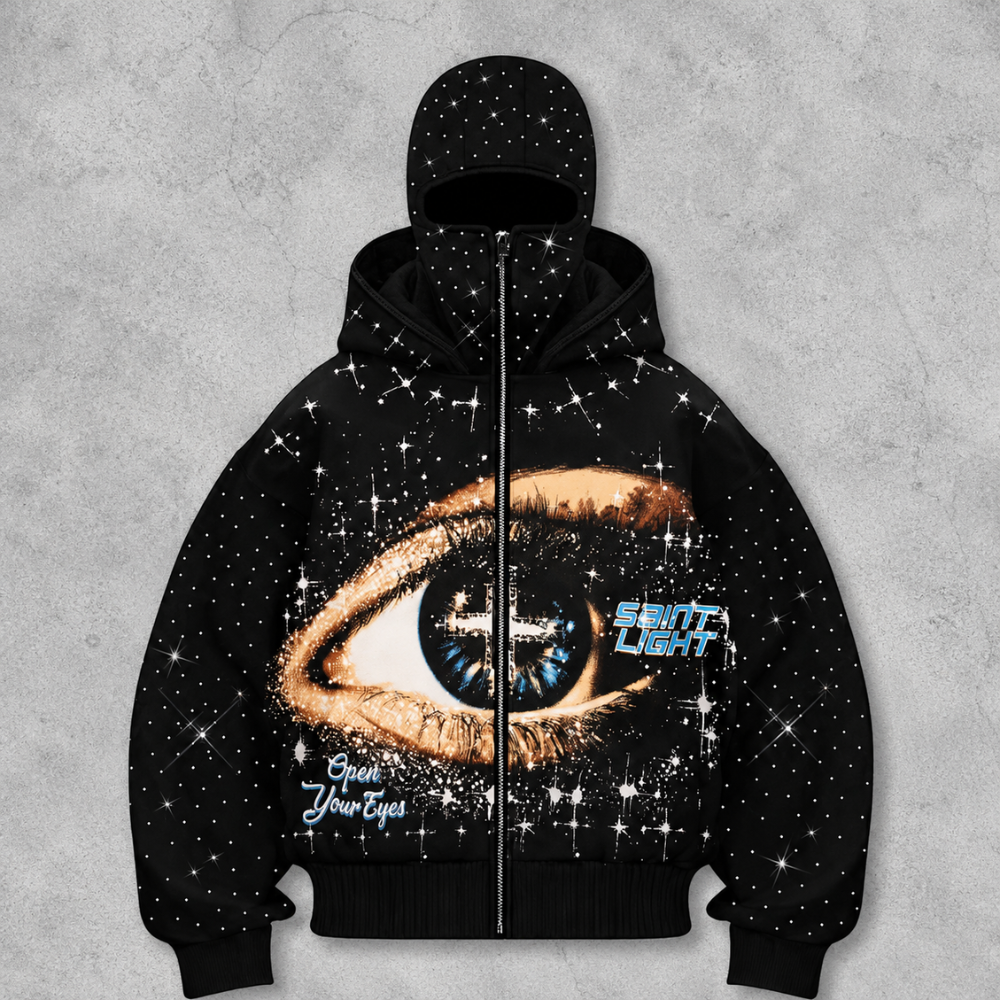 Mens Rhinestone Windproof Hat With Zipper Pockets For Winter
