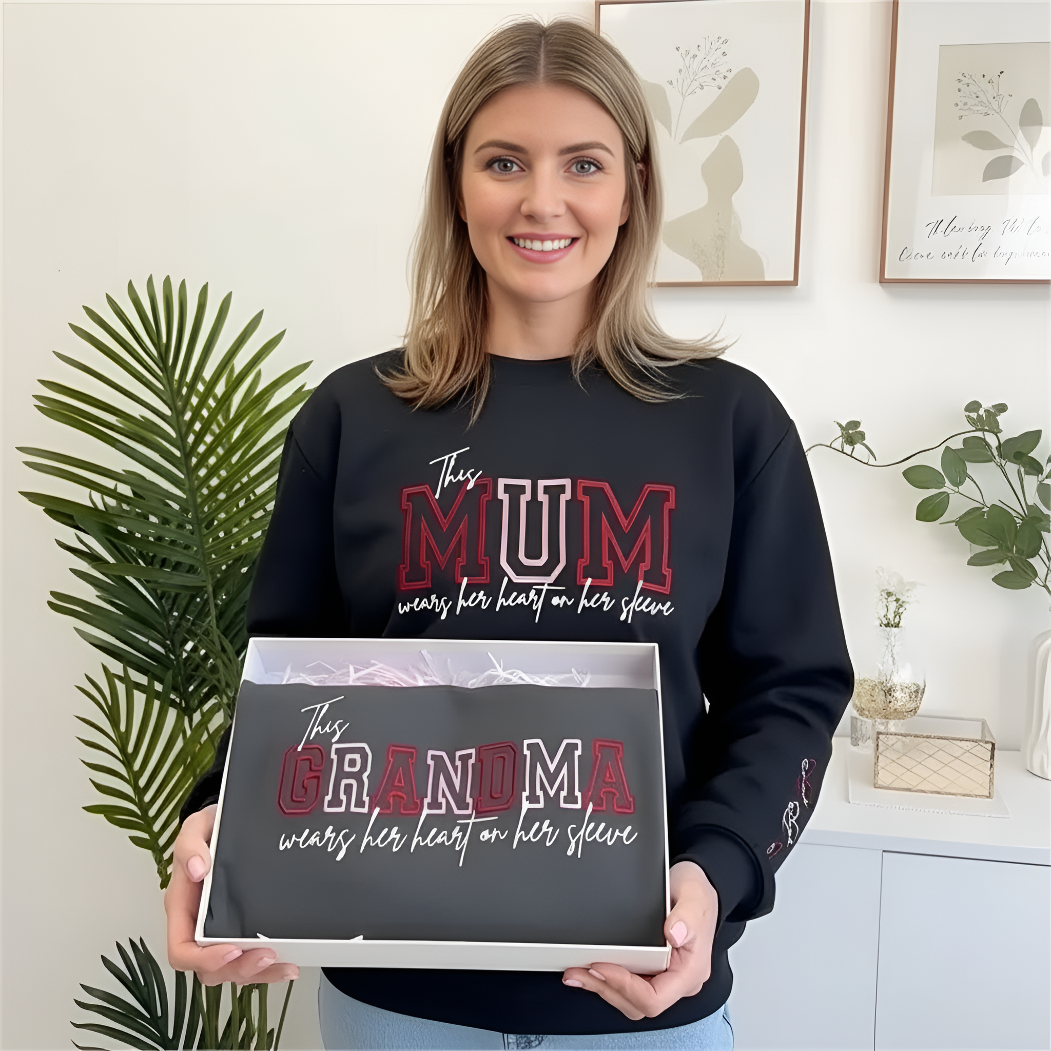 Personalized Name Sleeve Embroidered Sweatshirt For Mum And Grandma