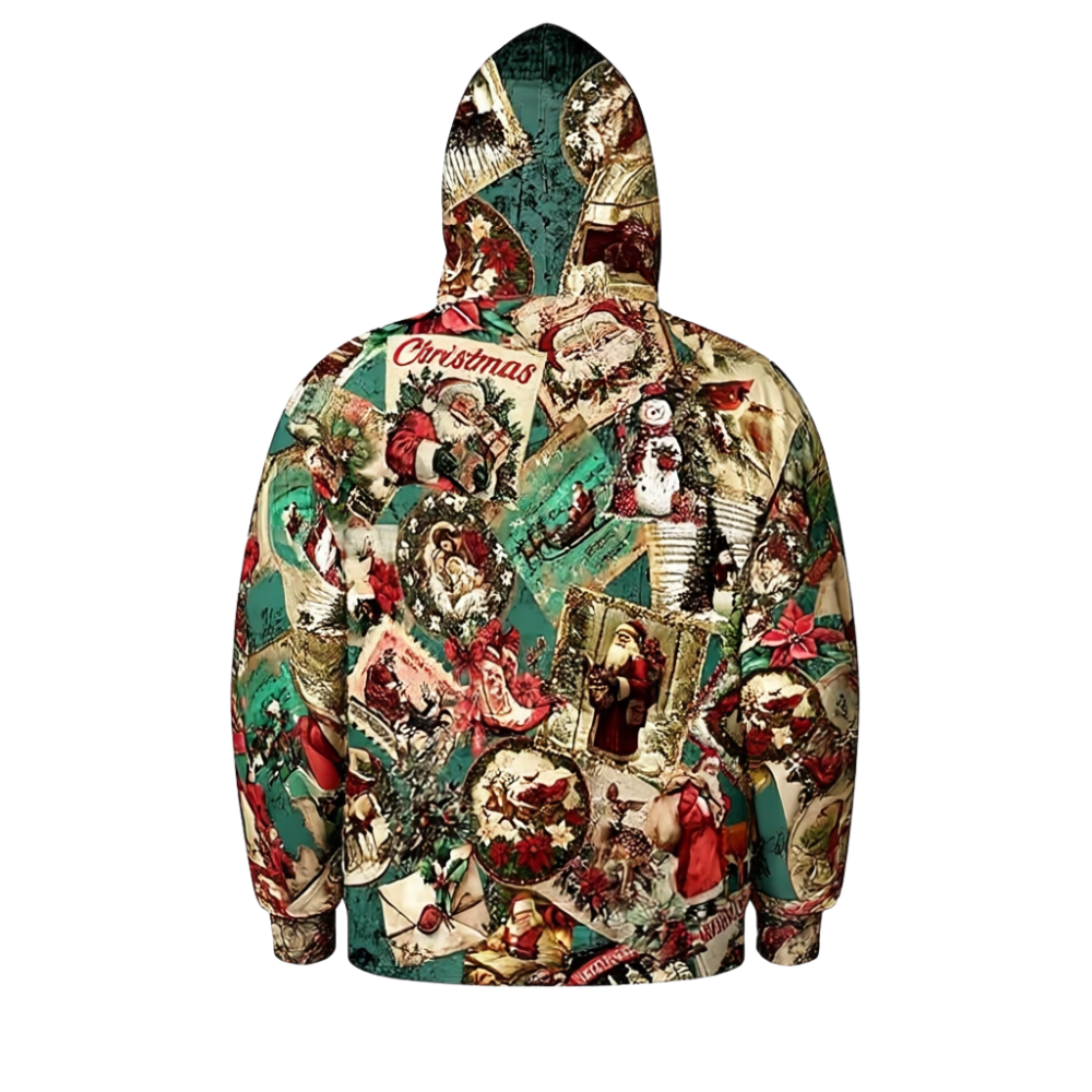 All Over Santa Costume Print Hoodie With Pocket