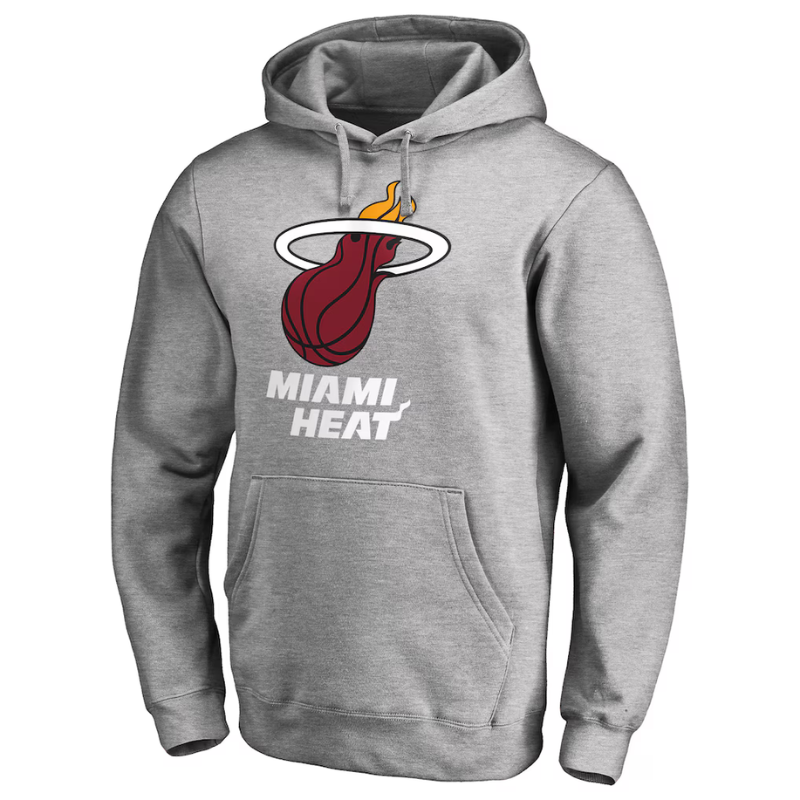 Mens Heather Gray Miami Heat Primary Logo Pullover Hoodie