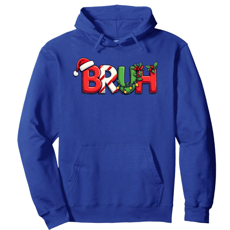 Funny Christmas Bruh Printed Pullover Hoodie