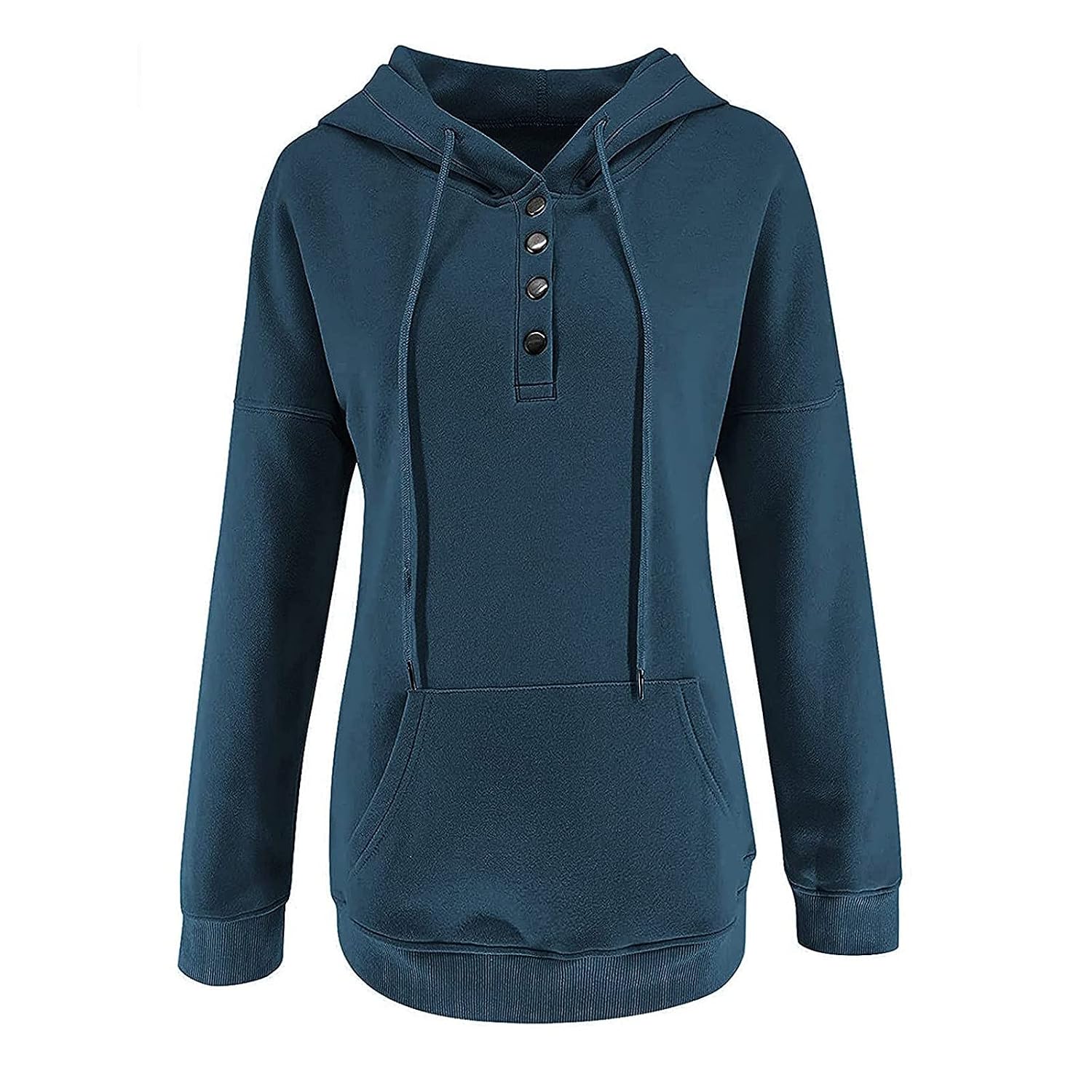 Casual Drawstring Hoodie With Long Sleeves For Women