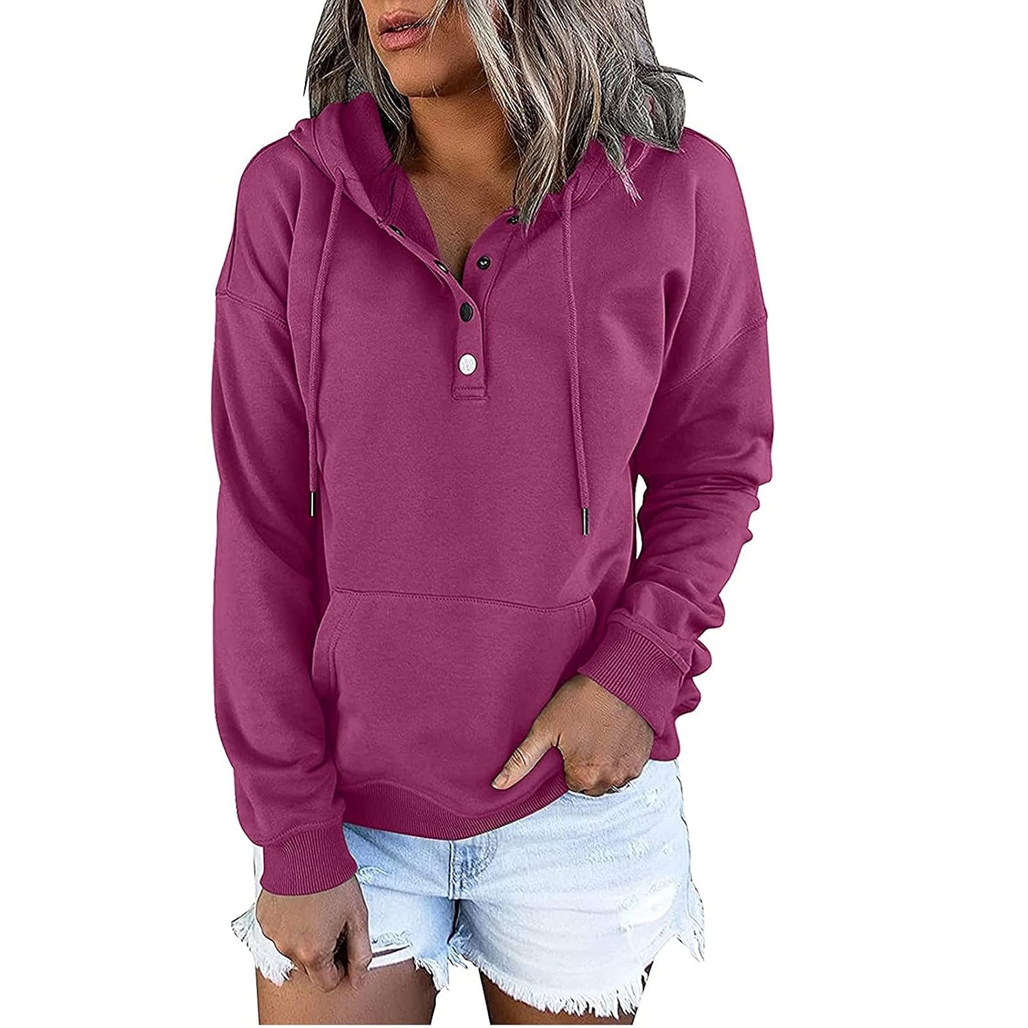 Casual Drawstring Hoodie With Long Sleeves For Women