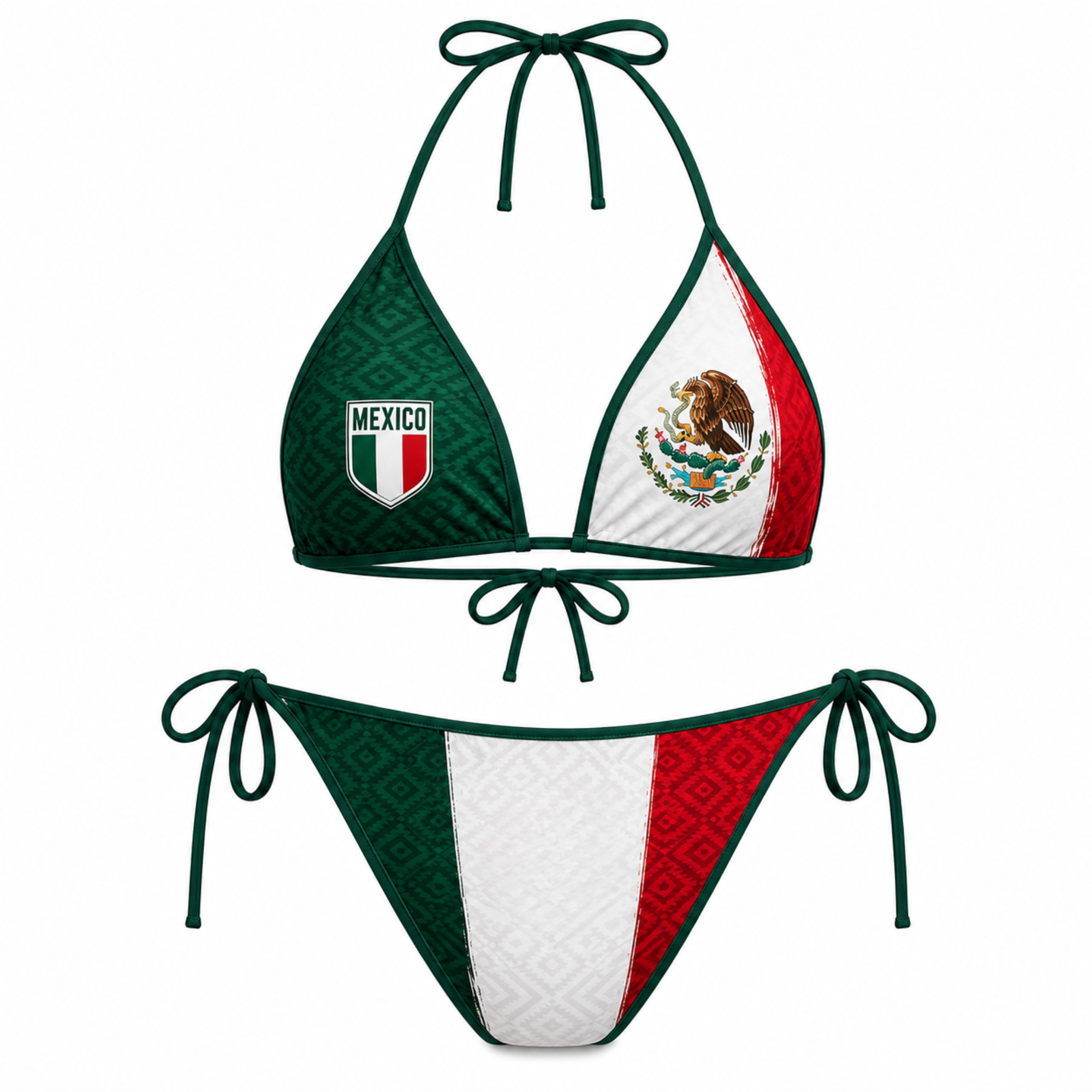World Cup 2026 Mexico Football Fan Two Piece Bikini Set For Women