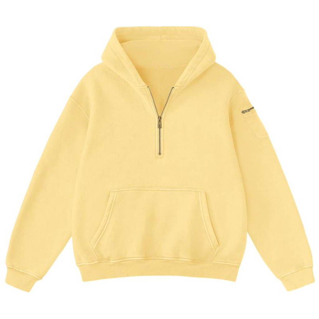 Vintage Design Half Zip Oversized Hoodie For Women