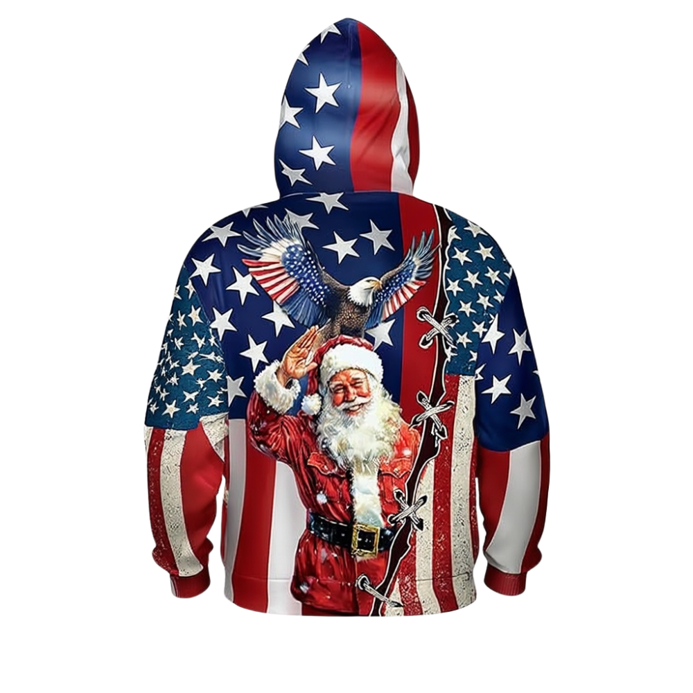 All Over Santa Costume Print Hoodie With Pocket
