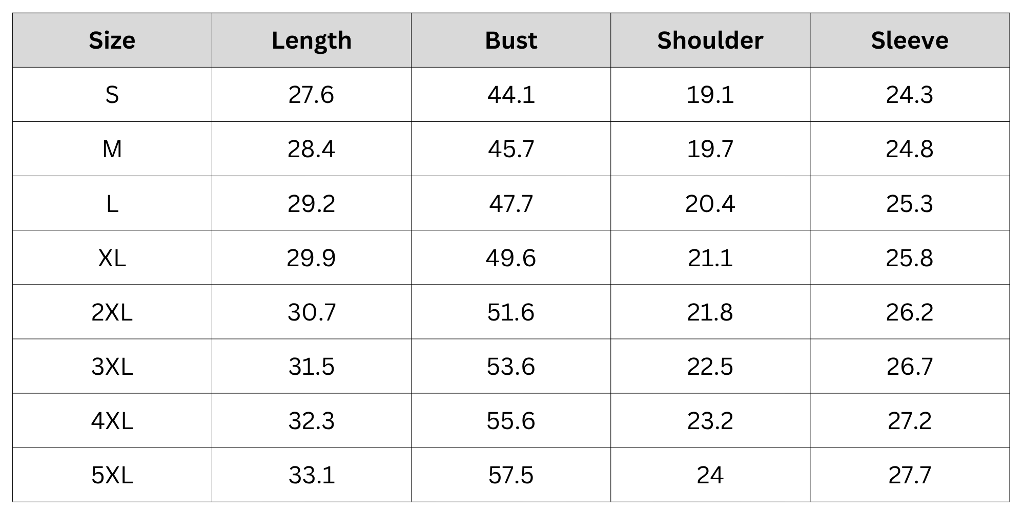Size Chart