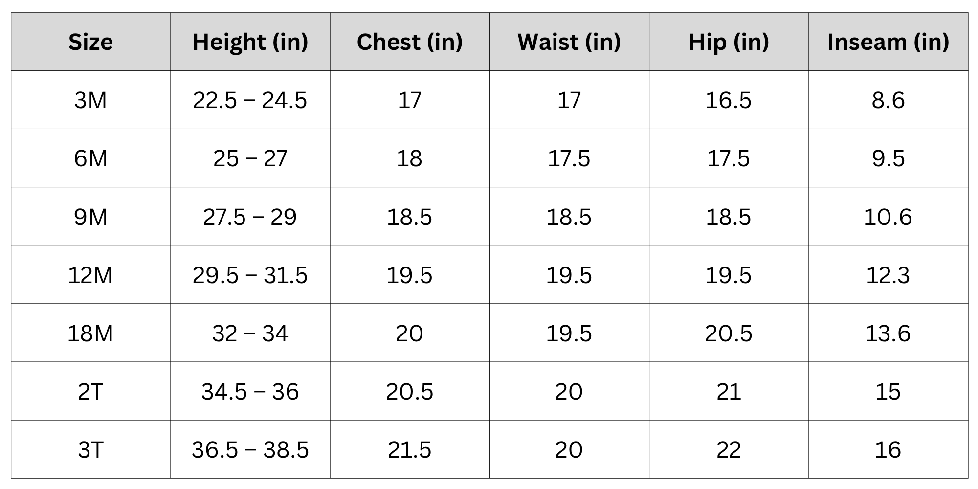 Size Chart