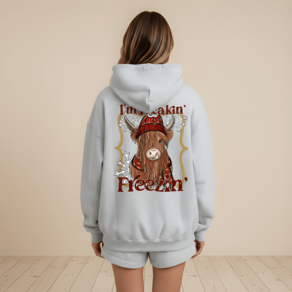 Highland Cow Print Polyester Hoodie Sweatshirt