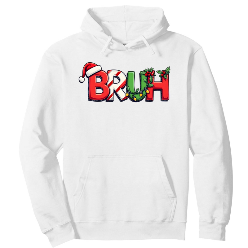 Funny Christmas Bruh Printed Pullover Hoodie