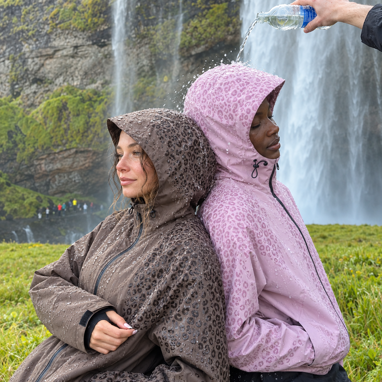 Water Reactive Cheetah Print Rain Jacket For Women