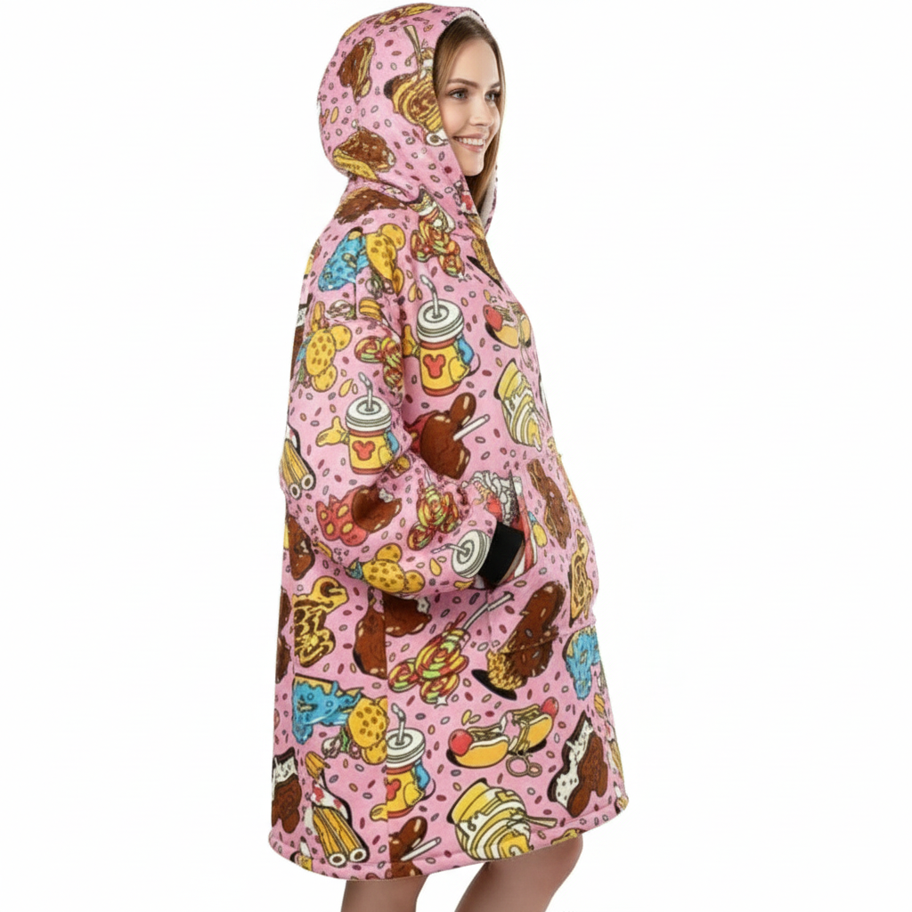 Christmas Themed Fleece Blanket Hoodie For Women