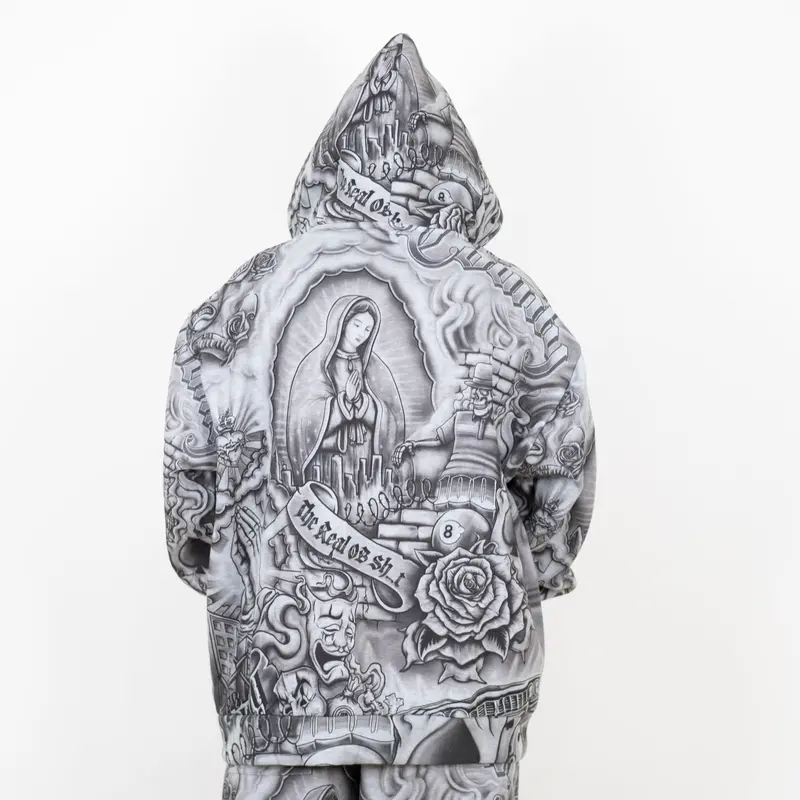 Oversized Gothic Graphic Hooded Sweatshirt for Men and Women