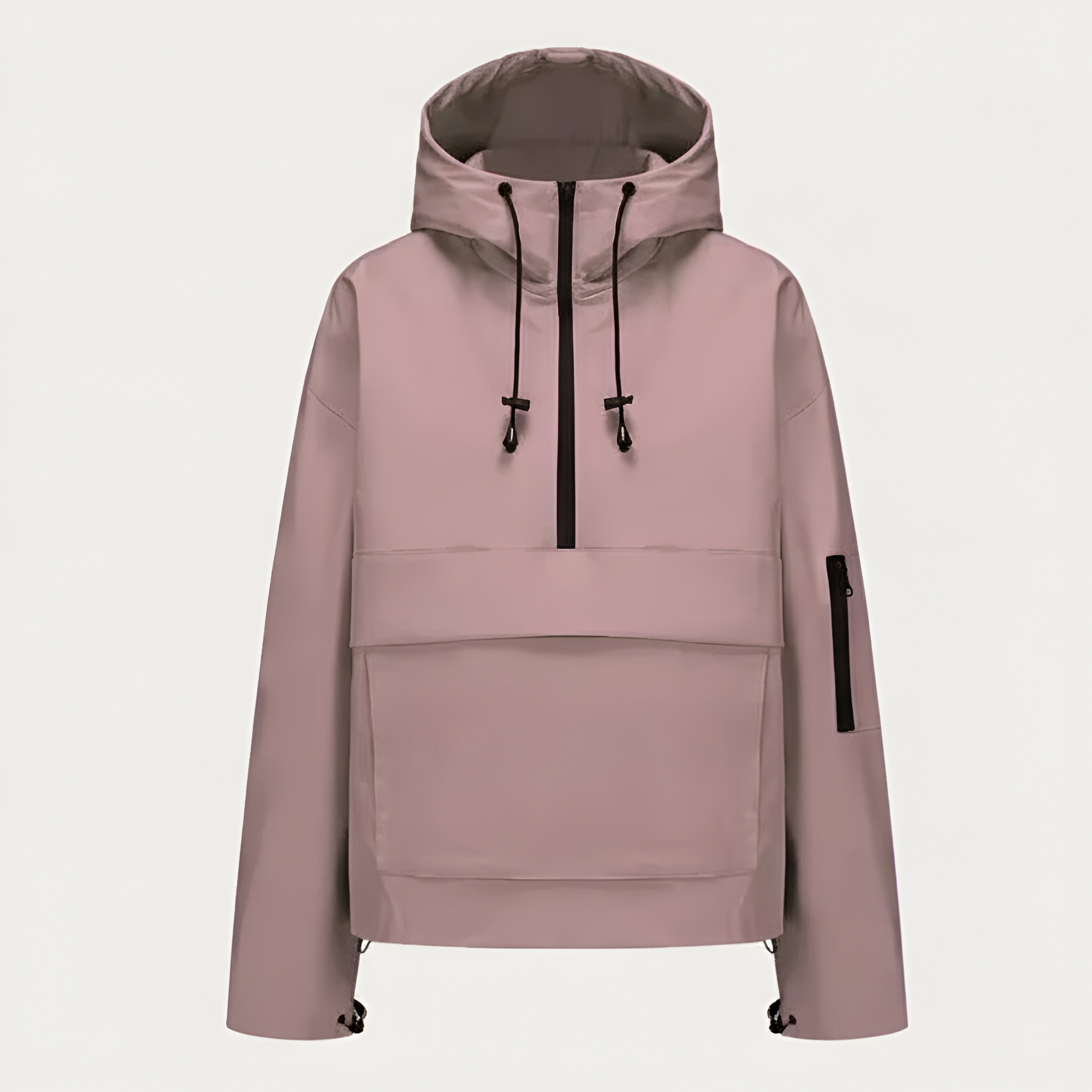 Waterproof Oversized Hoodie Rain Jacket With Adjustable Hood And Cuffs For Women