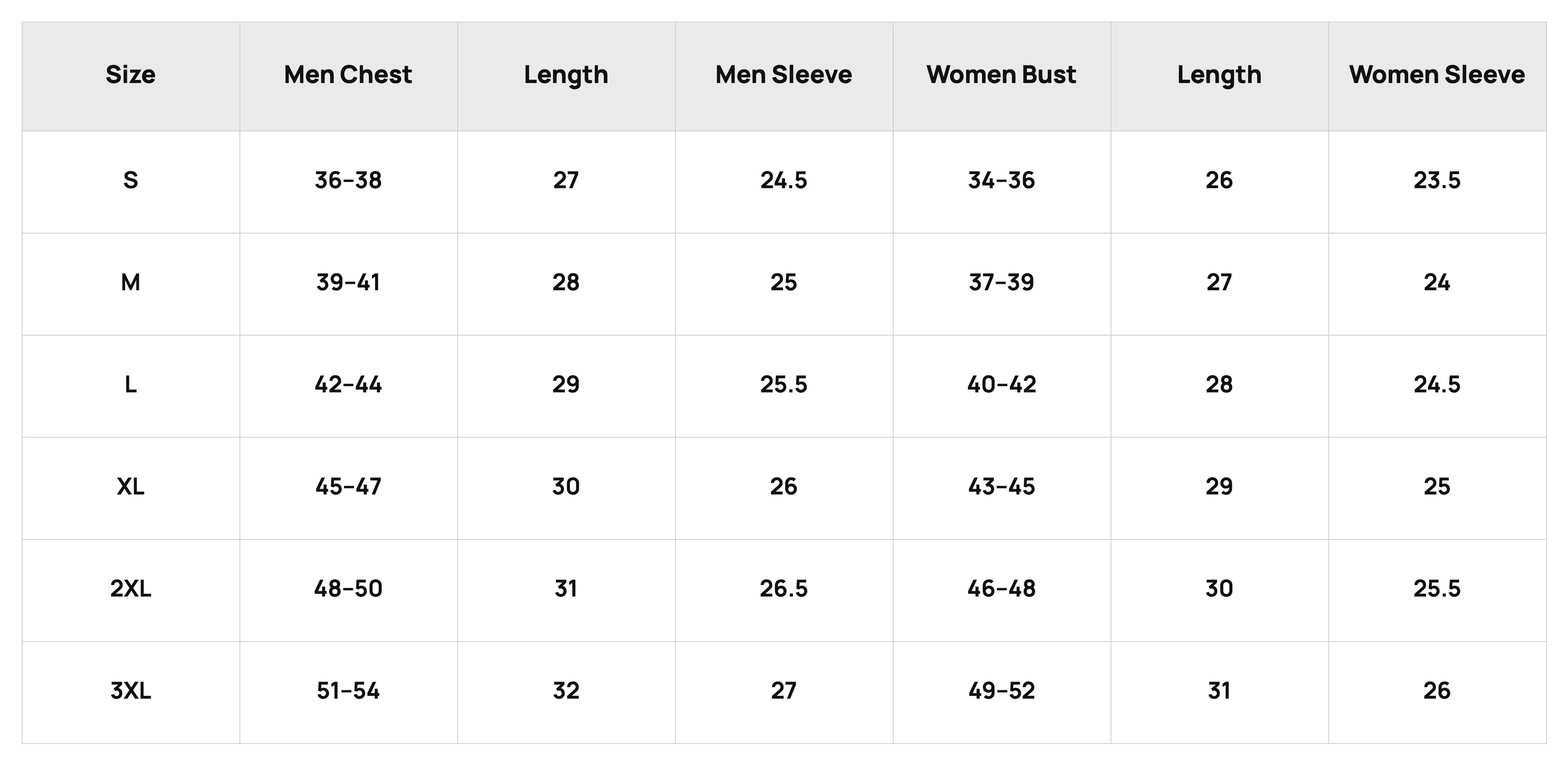 Size Chart