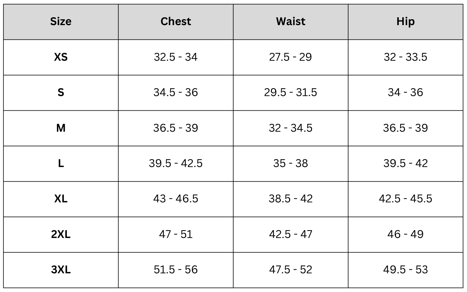 Size Chart