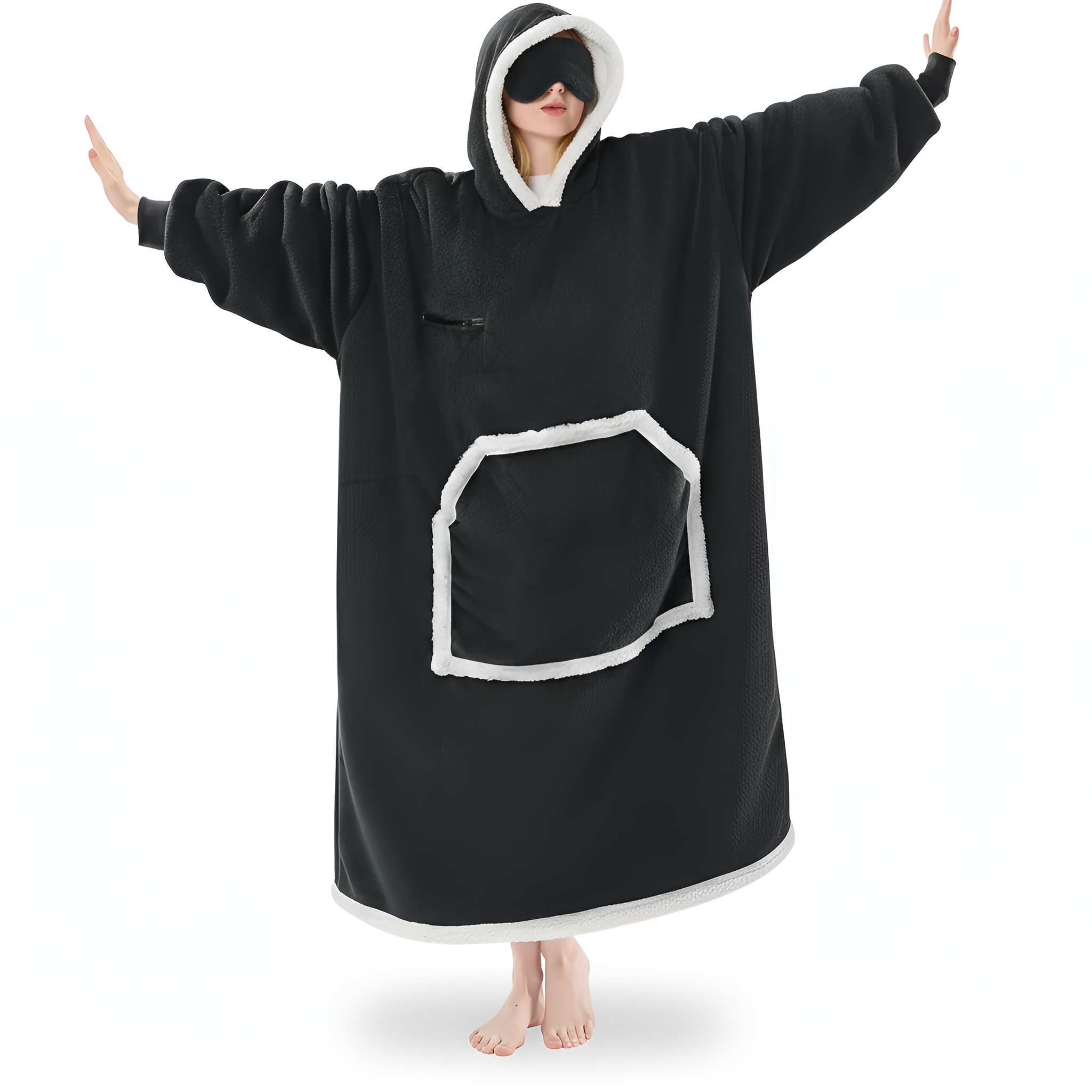 Cozy Oversized Sleep Blanket Hoodie With Built In Mask 