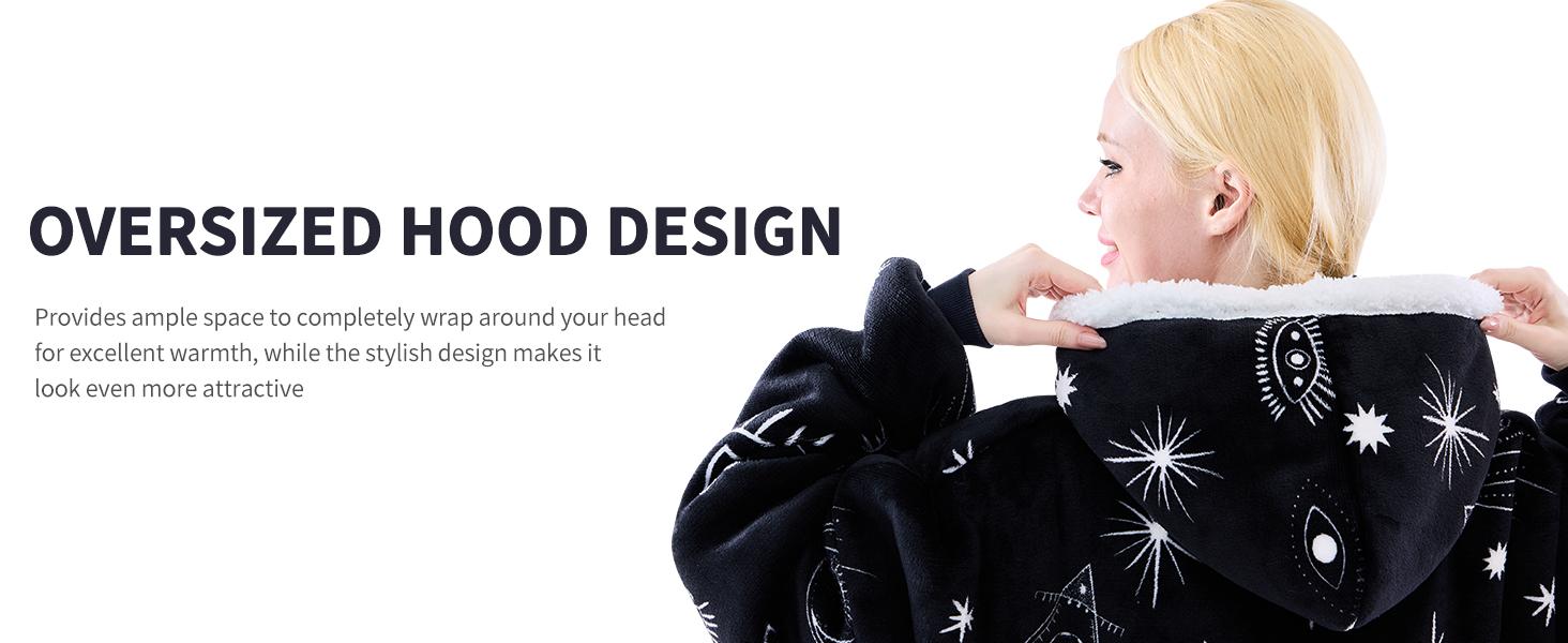 Eyemask Sleeping Oversized Long Wearable Blanket Hoodie for Adult One Size