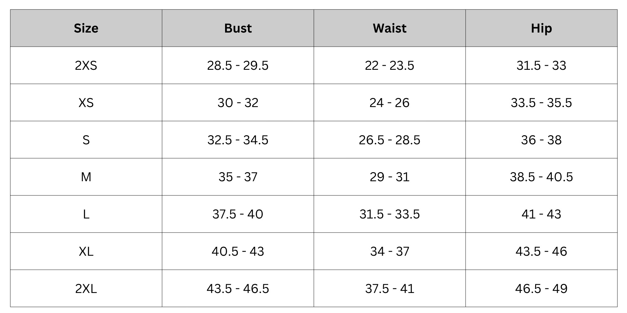 Size Chart