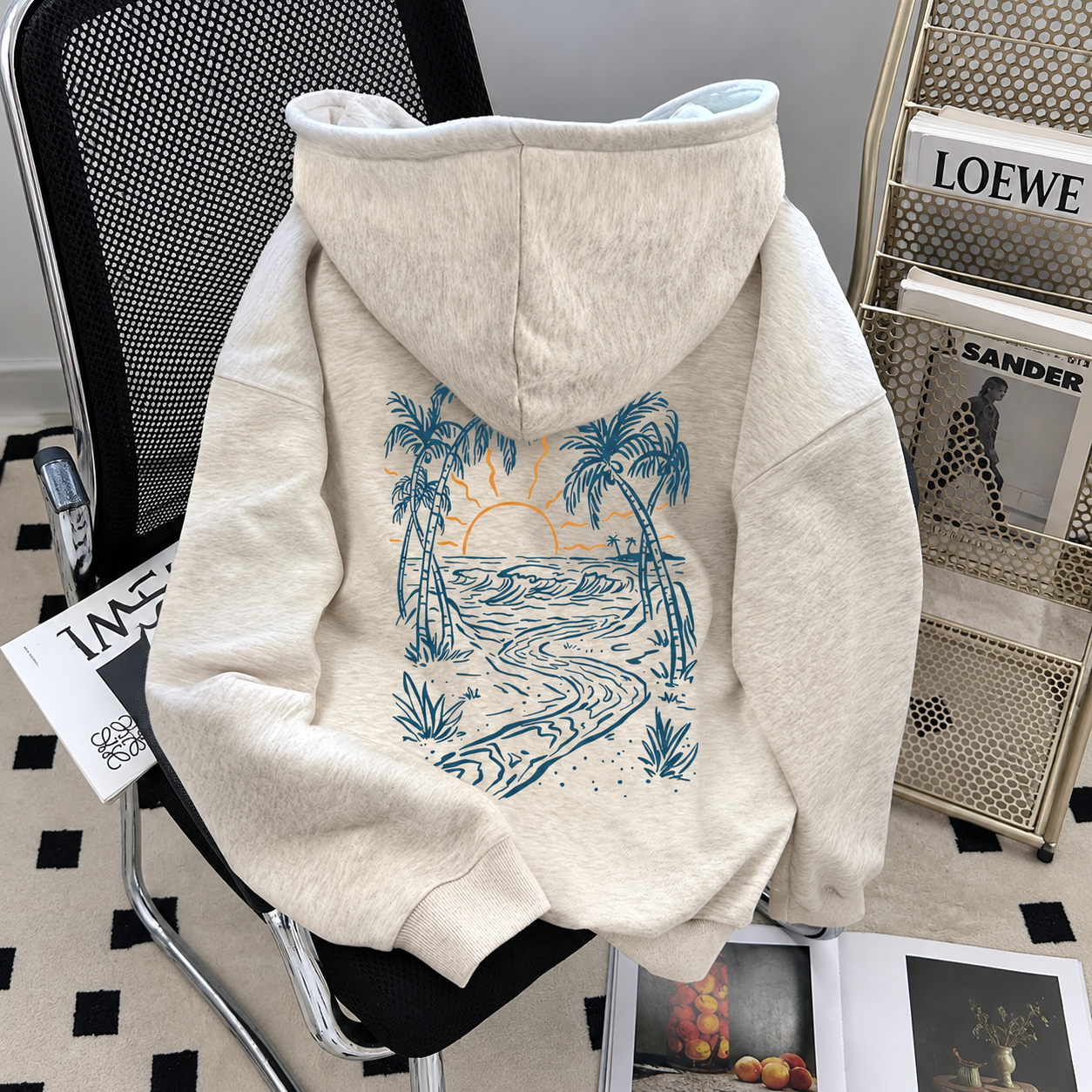 Printed Long Sleeve Loose Fit Casual Sweatshirt For Women