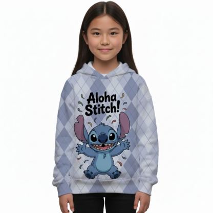 Aloha Stitch Diamond Pattern Boys And Girls Pocket Hoodie Sweatshirt