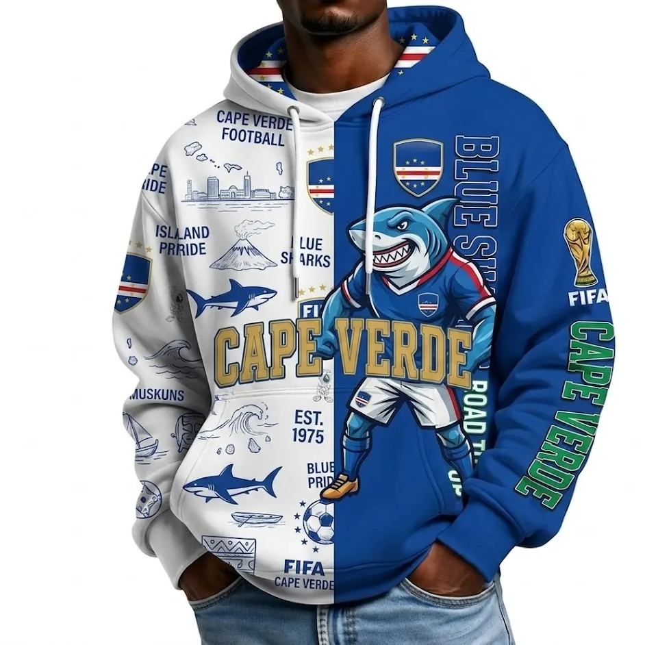 FIFA 2026 Cape Verde Football Themed All Over Printed Hoodie