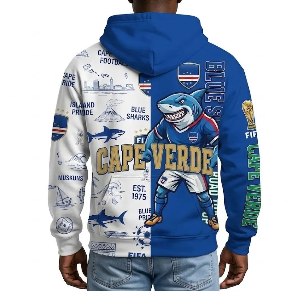 FIFA 2026 Cape Verde Football Themed All Over Printed Hoodie