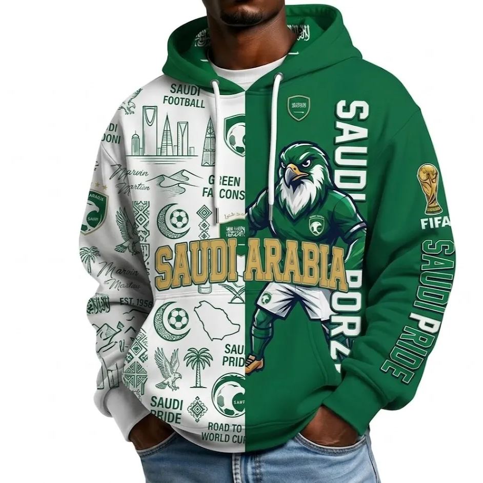 FIFA 2026 Saudi Arabia Football Themed All Over Printed Hoodie