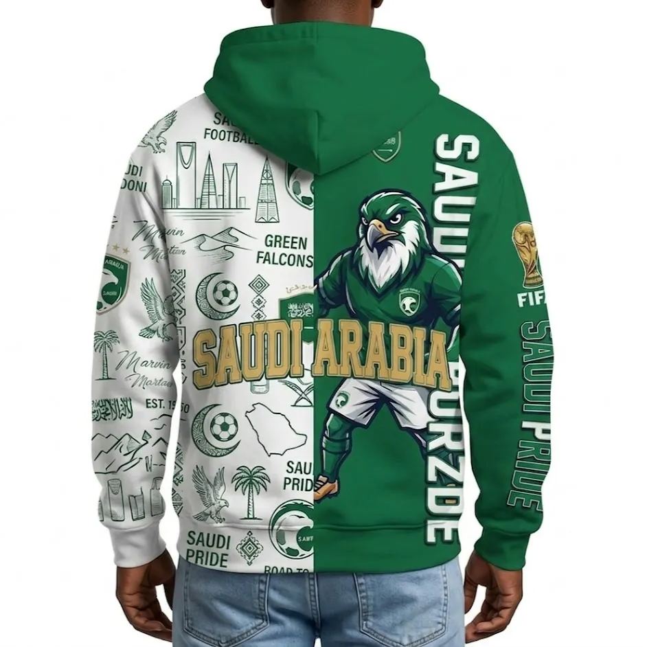 FIFA 2026 Saudi Arabia Football Themed All Over Printed Hoodie