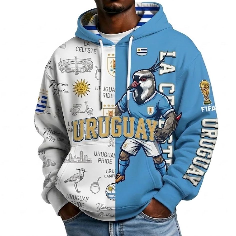FIFA 2026 Uruguay Football Themed All Over Printed Hoodie
