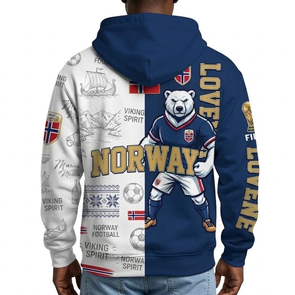 FIFA 2026 Norway Football Themed All Over Printed Hoodie