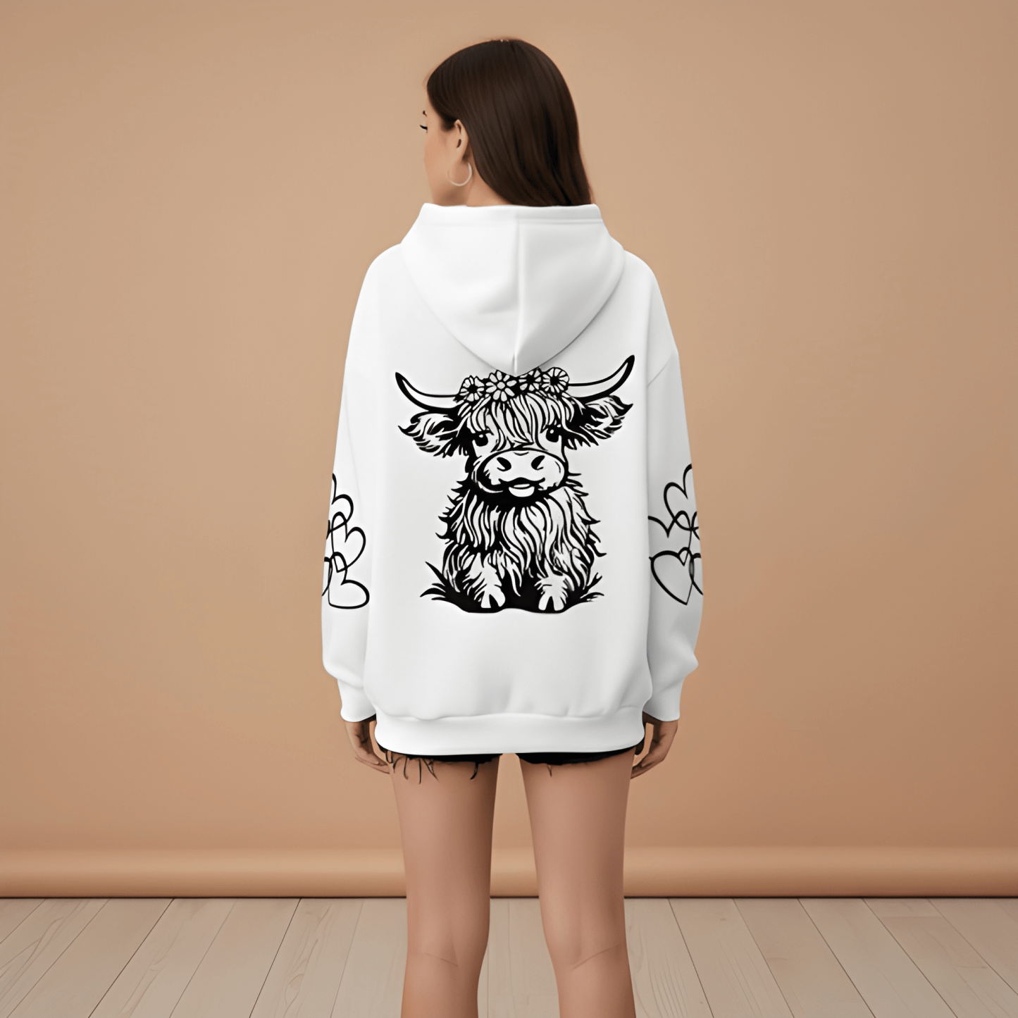 Cow Print Plus Size Kangaroo Pocket Hoodie