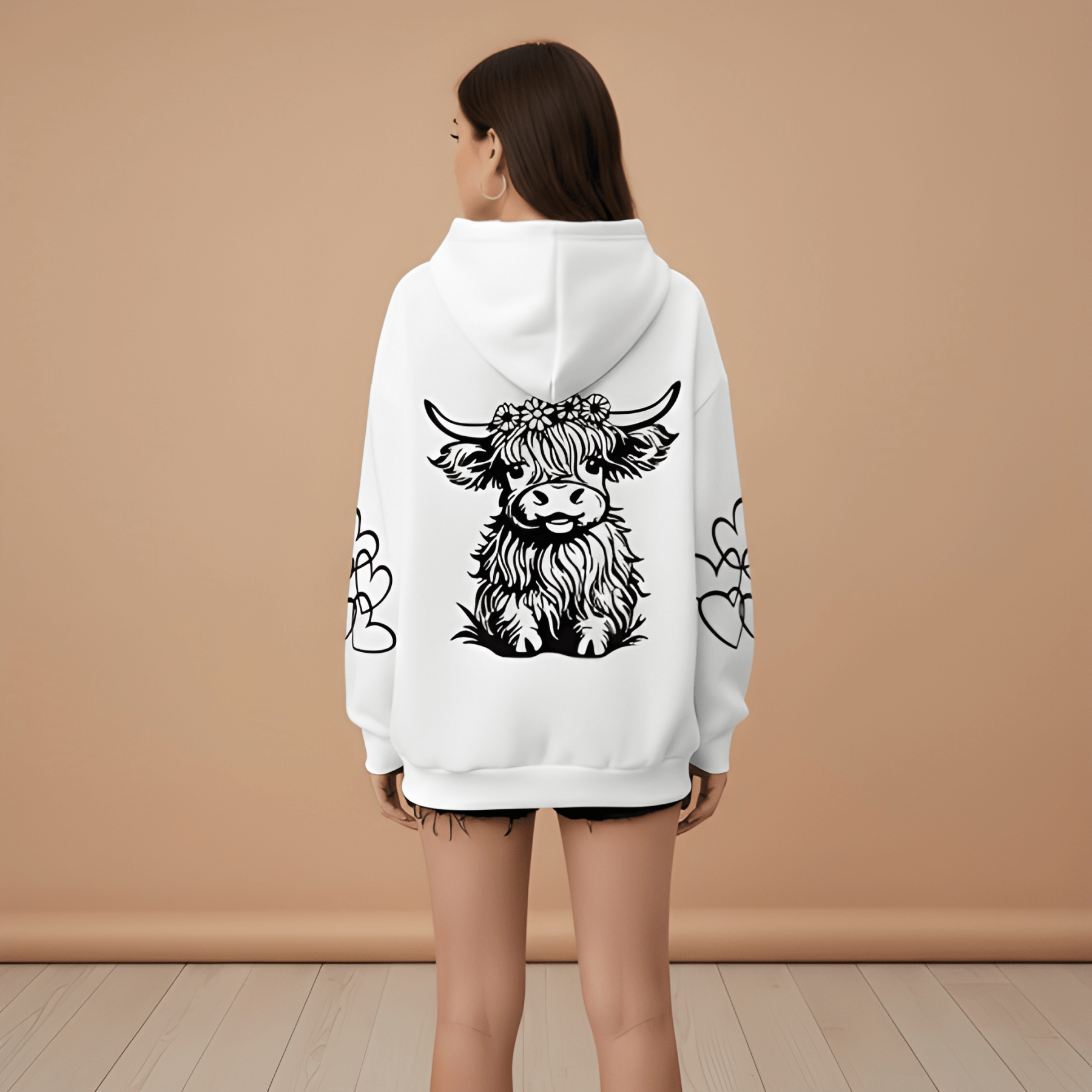 Cow Print Plus Size Kangaroo Pocket Hoodie