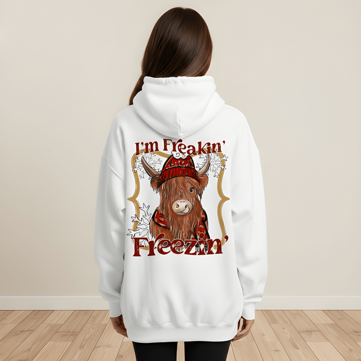 Highland Cow Print Polyester Hoodie Sweatshirt
