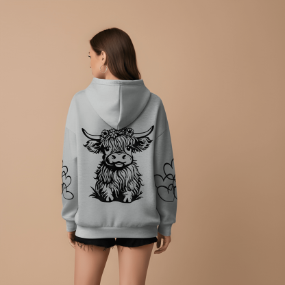 Cow Print Plus Size Kangaroo Pocket Hoodie
