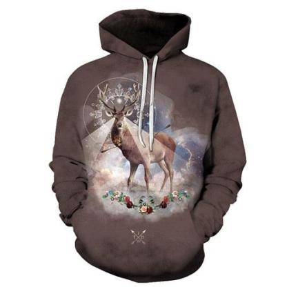 3D Angelic Deer Printed Hoodie-My 3D Hoodie