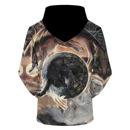 3D Wolf Circle Pattern Hoodie-My 3D Hoodie