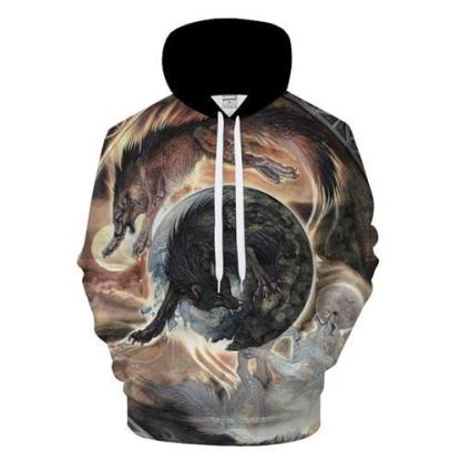 3D Wolf Circle Pattern Hoodie-My 3D Hoodie