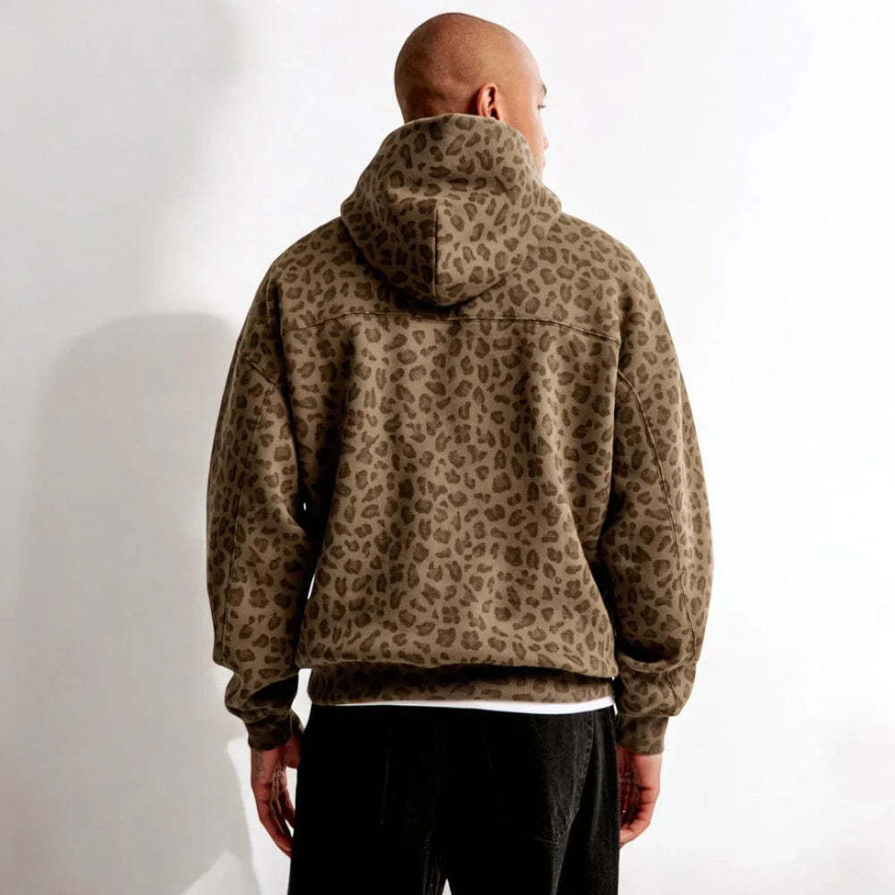 Printed Pullover Hoodie With Kangaroo Pocket