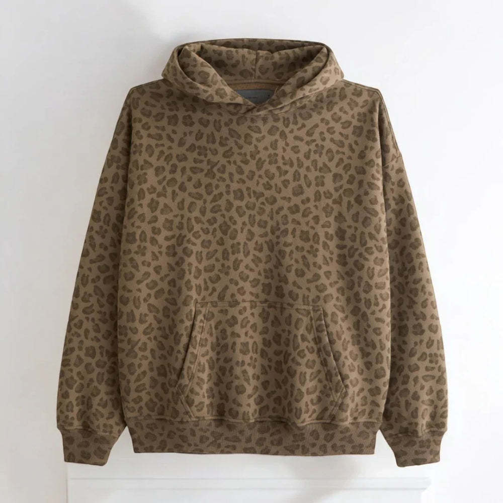 Printed Pullover Hoodie With Kangaroo Pocket